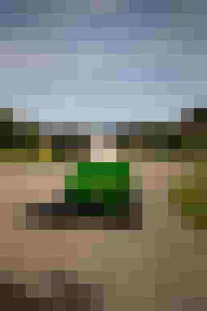 Kinder fahren auf einem kleinen grünen Traktor über den Hof am Thomanhof in Saalfelden.