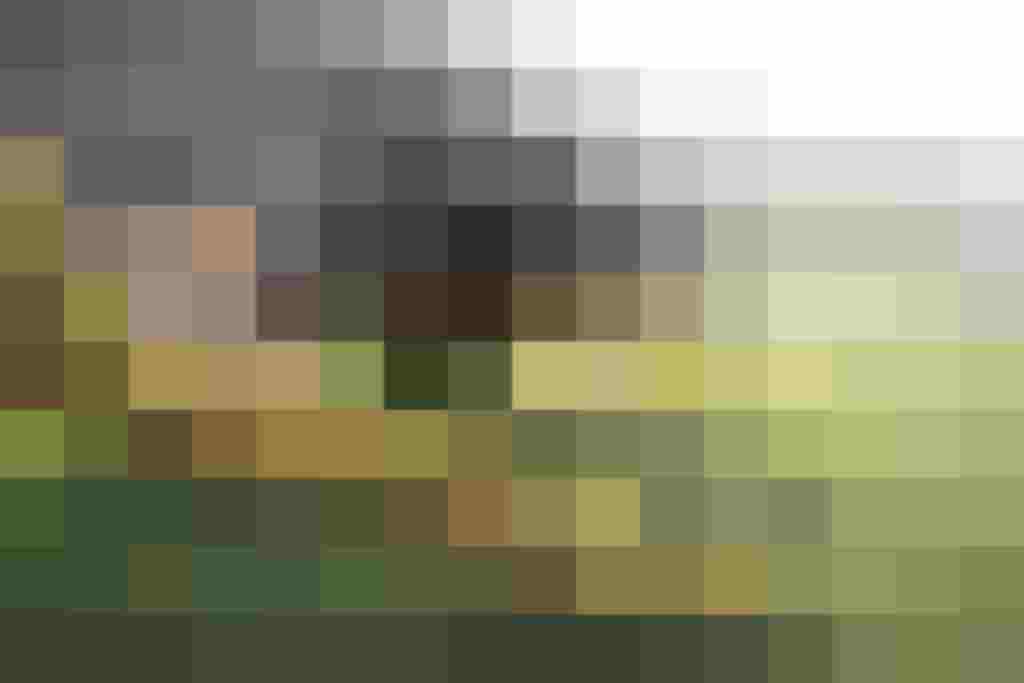 Kleines Kind auf einer Rutsche im Garten des Thomanhofs, Spielplatz mit Trampolin im Hintergrund.